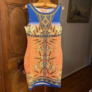 Peachpuff Vibrant Blue Coral Dress, Size M